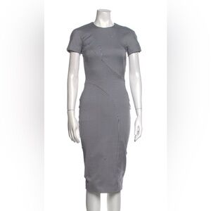 Victoria Beckham Black and White Patterned Midi Dress